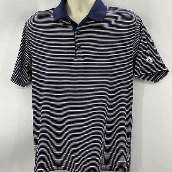 Adidas small striped clima lite short sleeve golf polo - Picture 1 of 5